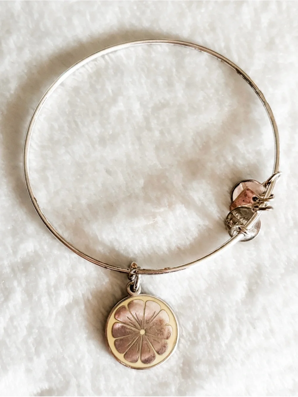 Alex and Ani Zest For Life Charm  Bangle Bracelet - Silver & Yellow